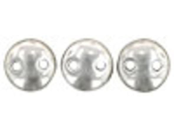 Stand out with gleaming shine in your designs using the CzechMates glass 6mm two-hole lentil bead strand in silver. These beads feature a puffed disc shape with two stringing holes. It's a great option for bead weaving, stringing and embroidery. These pressed Czech glass beads are softly rounded, so they won't cut your thread. They are sure to add stability, definition and shape to designs. These beads feature a metallic silver shine that will brighten any color palette. 