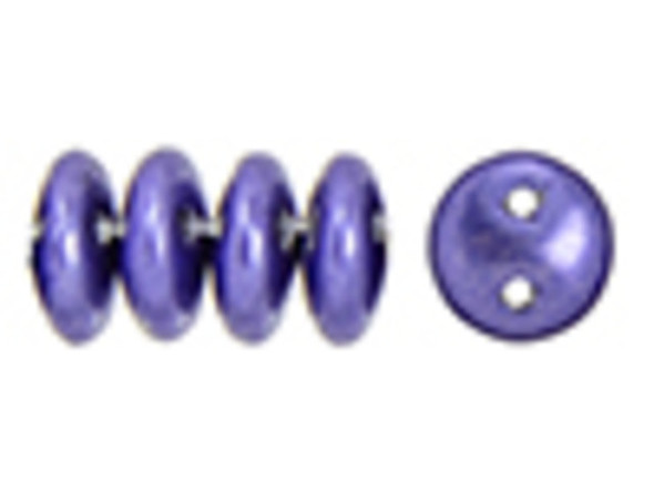 CzechMates Glass 6mm ColorTrends Saturated Metallic Ultra Violet 2-Hole Lentil Bead (50pc Strand)