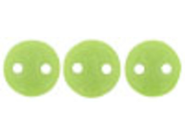 CzechMates Glass 2-Hole Round Flat Lentil Beads 6mm - Honeydew