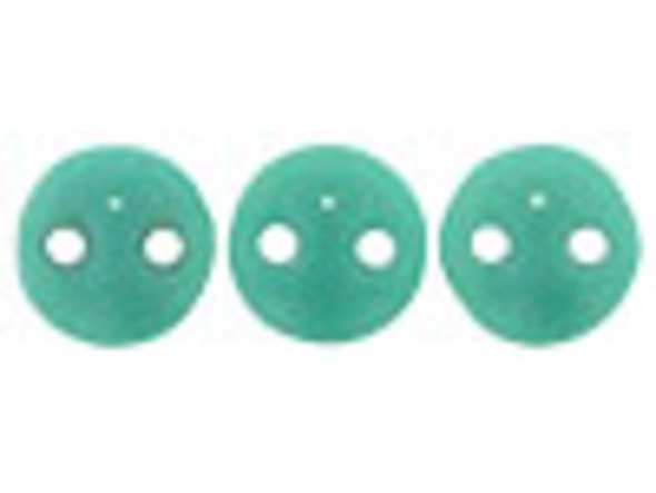 CzechMates Glass 2-Hole Round Flat Lentil Beads 6mm - Turquoise