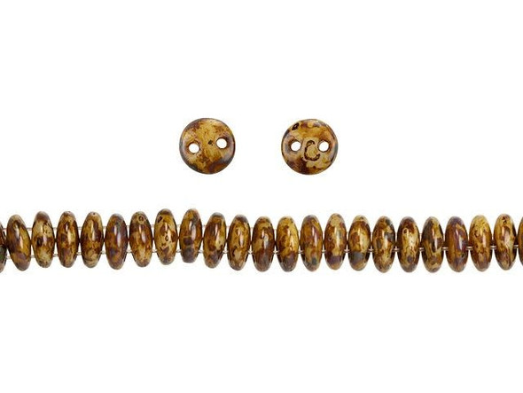 Bring a unique element to your jewelry designs with these CzechMates Lentil beads. These beads feature a puffed disc or lentil shape with two stringing holes. It's a great option for bead weaving, stringing and embroidery. These pressed Czech glass beads are softly rounded, so they won't cut your thread. They are sure to add stability, definition and shape to designs. These beads feature light brown color with a darker mottled brown finish. 