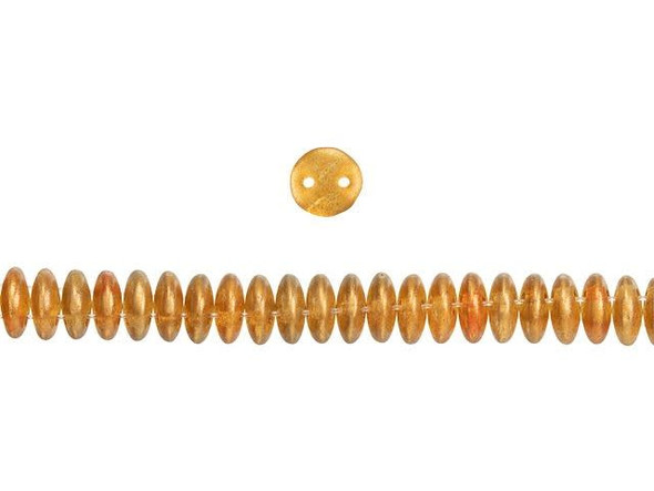 Bring a unique element to your jewelry designs with these CzechMates Lentil beads. These beads feature a puffed disc or lentil shape with two stringing holes. It's a great option for bead weaving, stringing and embroidery. These pressed Czech glass beads are softly rounded, so they won't cut your thread. They are sure to add stability, definition and shape to designs. These beads feature a glowing golden orange color full of juicy style. 