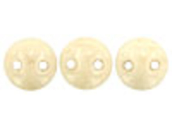 CzechMates Glass 2-Hole Round Flat Lentil Beads 6mm - Opaque Champagne Luster