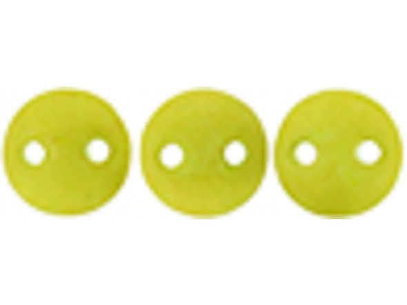 CzechMates Glass 6mm Pacifica Honeydew 2-Hole Lentil Bead Strand