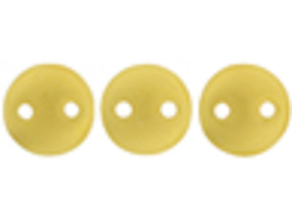 CzechMates Glass 6mm Sueded Gold Opaque Lt Beige 2-Hole Lentil Bead Strand