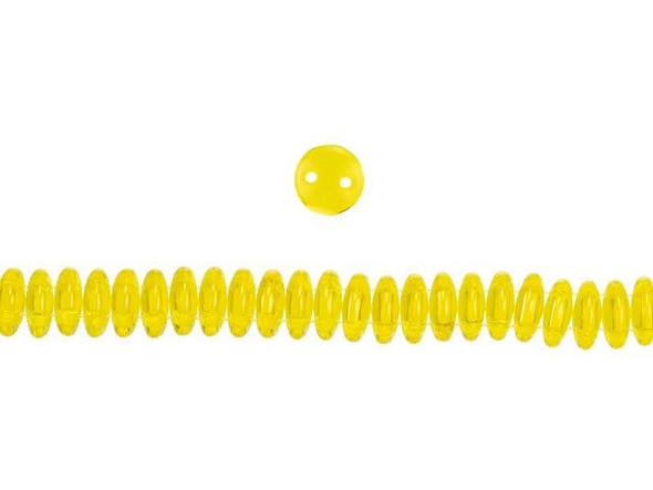 CzechMates Glass 6mm Lemon 2-Hole Lentil Bead Strand