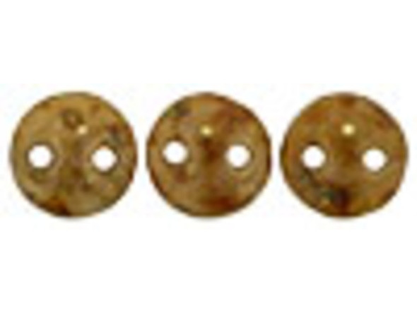 CzechMates Glass 2-Hole Round Flat Lentil Beads 6mm - Beige Brown Picasso