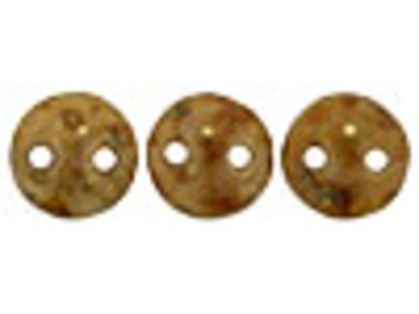 Bring a unique element to your jewelry designs with these CzechMates Lentil beads. These beads feature a puffed disc or lentil shape with two stringing holes. It's a great option for bead weaving, stringing and embroidery. These pressed Czech glass beads are softly rounded, so they won't cut your thread. They are sure to add stability, definition and shape to designs. These beads feature a light brown color with hints of coppery gold and mottled patterns in darker brown. 