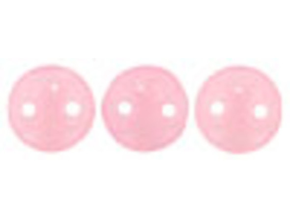 CzechMates Glass 2-Hole Round Flat Lentil Beads 6mm - Milky Pink
