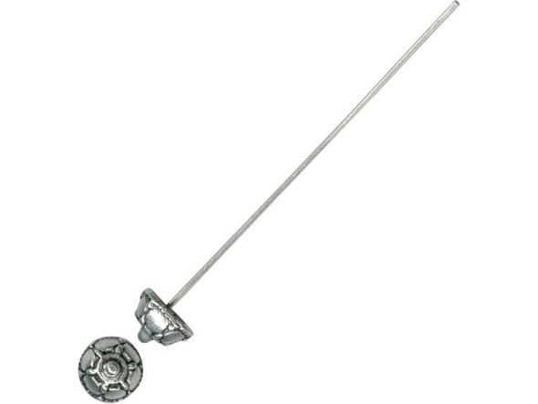 Antiqued Pewter Plated Head Pin, 2", Bead-Cap End (100 Pieces)