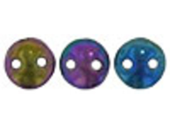 CzechMates Glass 2-Hole Round Flat Lentil Beads 6mm - Purple Iris