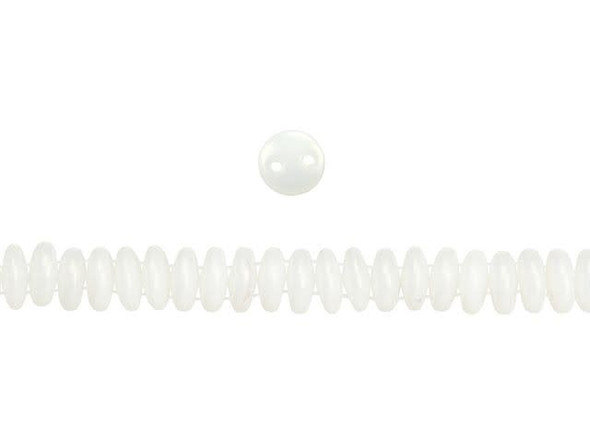 Bring a unique element to your jewelry designs with these CzechMates Lentil beads. These beads feature a puffed disc or lentil shape with two stringing holes. It's a great option for bead weaving, stringing and embroidery. These pressed Czech glass beads are softly rounded, so they won't cut your thread. They are sure to add stability, definition and shape to designs. Frosty white color with a subtle gold shimmer fills these beads. 