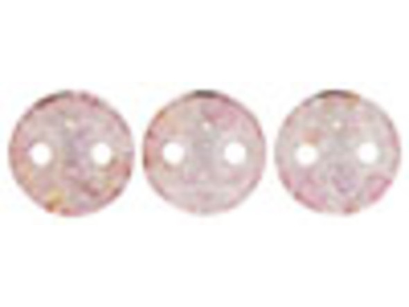 CzechMates Glass 6mm Luster Transparent Topaz/Pink 2-Hole Lentil Bead Strand