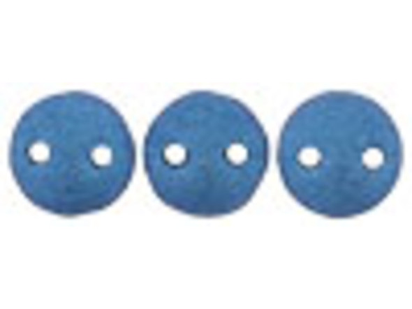 CzechMates Glass, 2-Hole Round Lentil Beads 6mm, Metallic Blue Suede