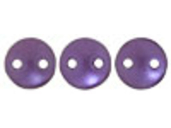 CzechMates Glass 6mm Pearl Coat Purple Velvet 2-Hole Lentil Bead Strand