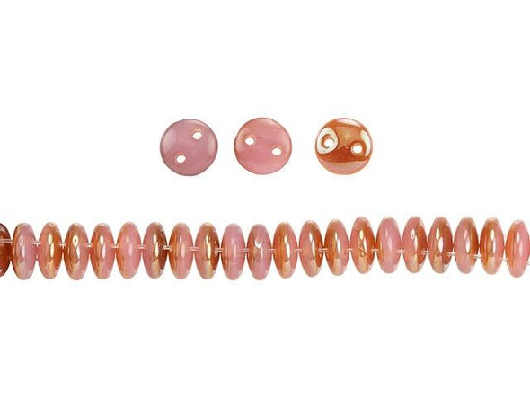 CzechMates Glass 6mm Milky Pink Celsian 2-Hole Lentil Bead Strand