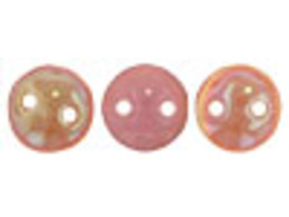 Bring a unique element to your jewelry designs with these CzechMates Lentil beads. These beads feature a puffed disc or lentil shape with two stringing holes. It's a great option for bead weaving, stringing and embroidery. These pressed Czech glass beads are softly rounded, so they won't cut your thread. They are sure to add stability, definition and shape to designs. These beads feature an opaque pink color with a gleaming celsian finish. 