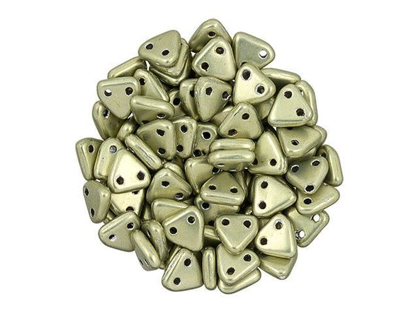 CzechMates Glass 6mm ColorTrends Saturated Metallic Limelight 2-Hole Triangle Bead 2.5-Inch Tube