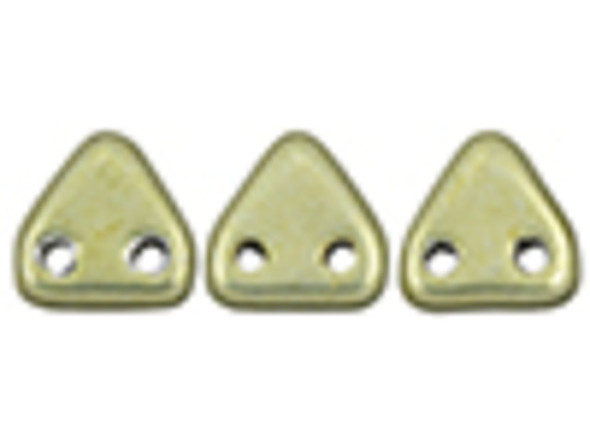 CzechMates Glass 6mm ColorTrends Saturated Metallic Limelight 2-Hole Triangle Bead 2.5-Inch Tube