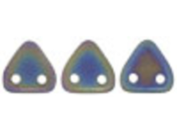 CzechMates 2-Hole Triangle Beads 6mm - Matte Green Iris