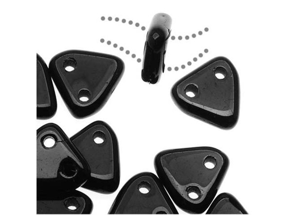 CzechMates 2-Hole Triangle Beads 6mm - Jet Black