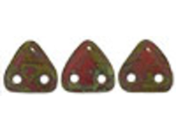 CzechMates Glass 6mm Opaque Red Picasso Two-Hole Triangle Bead Pack, 2.5-Inch Tube