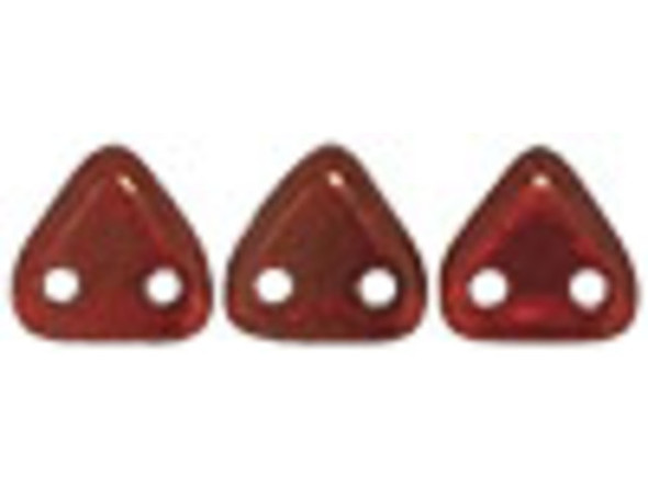 CzechMates Glass 6mm Ruby Silversheen Two-Hole Triangle Bead Pack, 2.5-Inch Tube