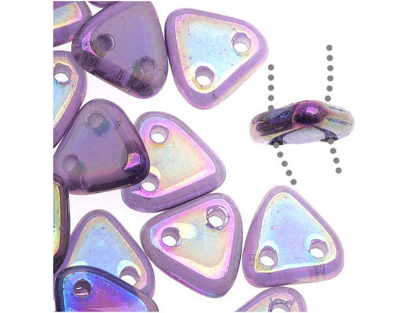 CzechMates 2-Hole Triangle Beads 6mm - Tanzanite / Purple Iris