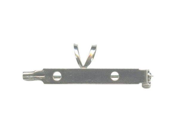 White Plated Bar Pin, Pin Back, 1.5", with Bail (10 Pieces)