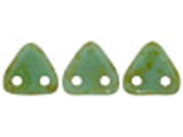 CzechMates 2-Hole Triangle Beads 6mm - Opaque Turquoise Picasso