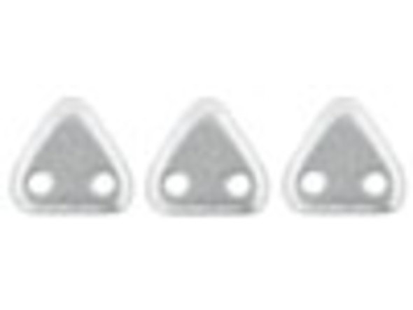 CzechMates 2-Hole Triangle Beads 6mm - Matte Metallic Silver