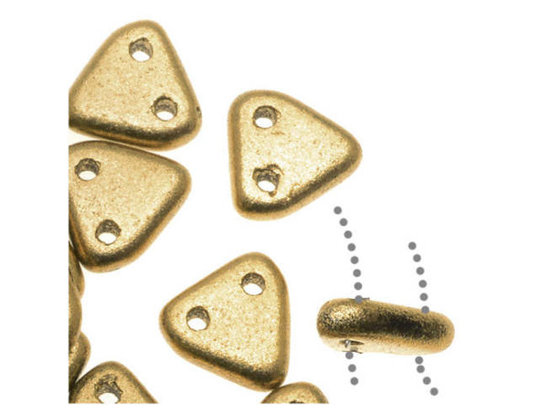 CzechMates 2-Hole Triangle Beads 6mm - Matte Metallic Flax