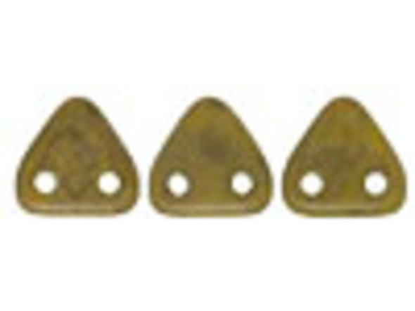 CzechMates 2-Hole Triangle Beads 6mm - Chartreuse / Copper Picasso
