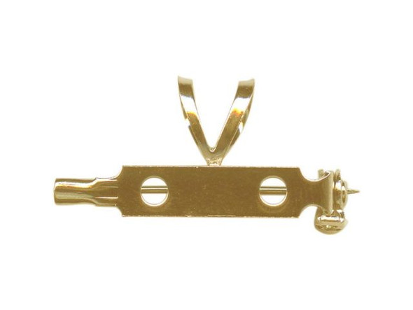 Yellow Plated Bar Pin, Pin Back, 1", with Bail (10 Pieces)
