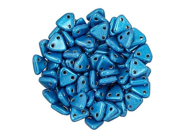 CzechMates Glass 6mm ColorTrends Saturated Metallic Nebulas Blue 2-Hole Triangle Bead 2.5-Inch Tube