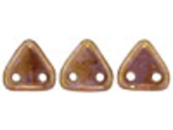 CzechMates 2-Hole Triangle Beads 6mm - Rose Luster / Gold Topaz