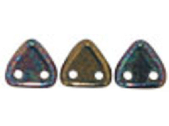 CzechMates Glass 6mm Oxidized Bronze Two-Hole Triangle Bead Pack, 2.5-Inch Tube
