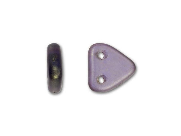 CzechMates Glass 6mm Sapphire with Copper Picasso Two-Hole Triangle Bead Pack 2.5-Inch Tube