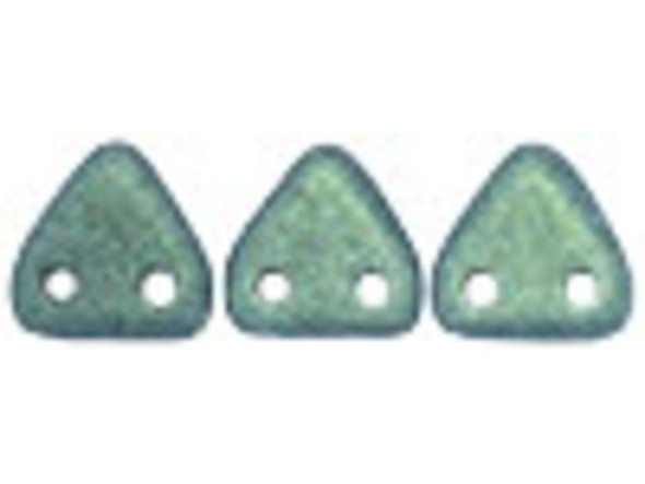 CzechMates 2-Hole Triangle Beads 6mm - Light Green Metallic Suede