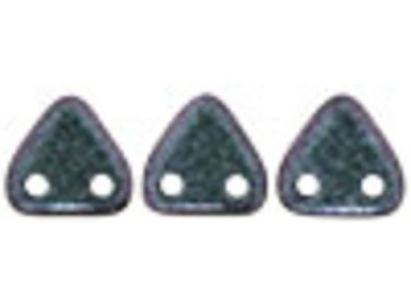 CzechMates 2-Hole Triangle Beads, 6mm, 10 Gram Tube, Polychrome - Orchid Aqua