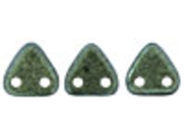 CzechMates 2-Hole Triangle Beads, 6mm, 10 Gram Tube, Polychrome - Aqua Teal