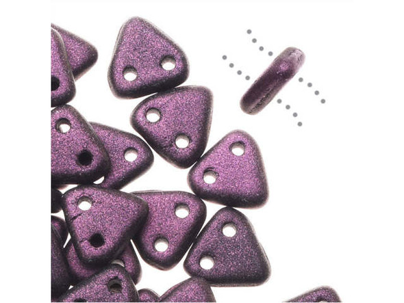 CzechMates 2-Hole Triangle Beads 6mm - Light Pink Metallic Suede