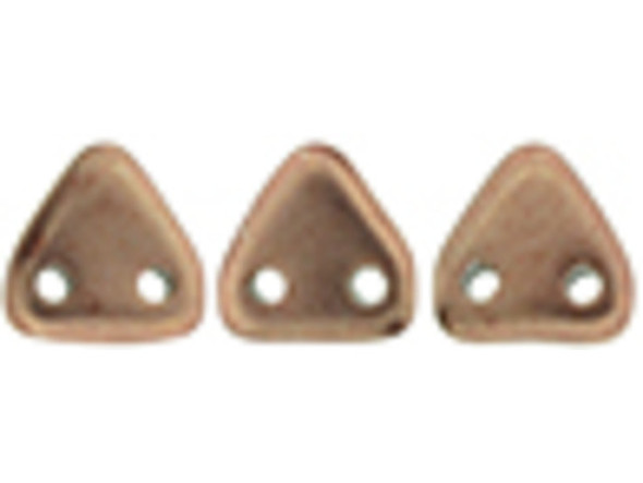 Get creative in your style with these CzechMates Triangle beads. These small Czech glass beads are triangular in shape and feature two stringing holes on one side. The stringing holes will allow you to add these beads to multi-strand designs or innovative seed bead embroidery designs. You'll love the dimension these beads bring to designs. They feature lovely autumn brown color with a metallic shimmer. 