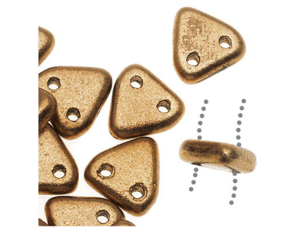 CzechMates 2-Hole Triangle Beads 6mm - Matte Metallic Goldenrod