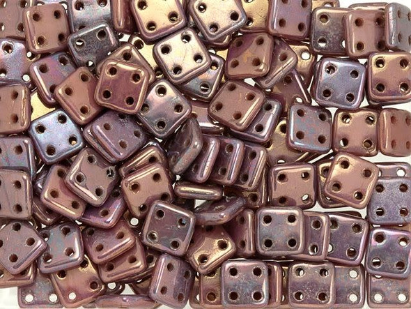 CzechMates Glass 6mm 4-Hole Oxidized Bronze Berry QuadraTile Bead 2.5-Inch Tube