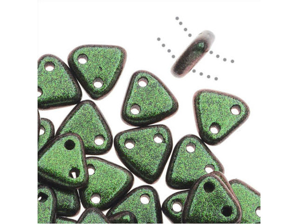 CzechMates 2-Hole Triangle Beads, 6mm, 10 Gram Tube, Polychrome - Olive Mauve