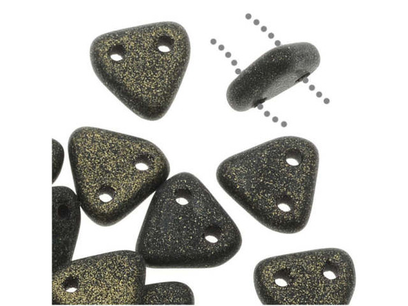 CzechMates 2-Hole Triangle Beads 6mm - Dark Green Metallic Suede