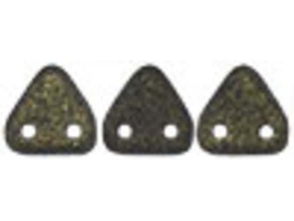 CzechMates 2-Hole Triangle Beads 6mm - Dark Green Metallic Suede