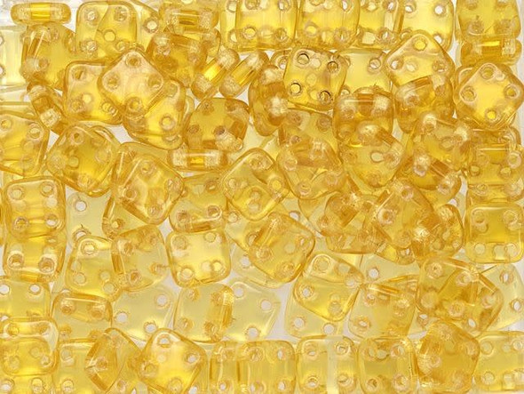 CzechMates Glass 6mm 4-Hole Topaz QuadraTile Bead 2.5-Inch Tube