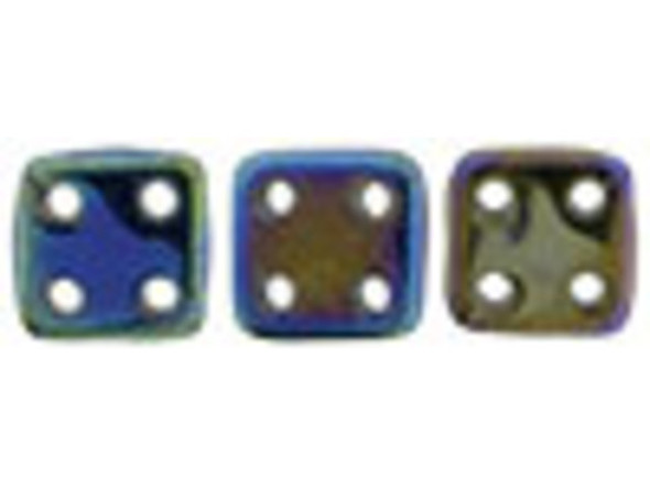 CzechMates Glass, QuadraTile 4-Hole Square Beads 6mm, Blue Iris